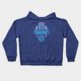 Mountain Blue African Mask 4 Kids Hoodie